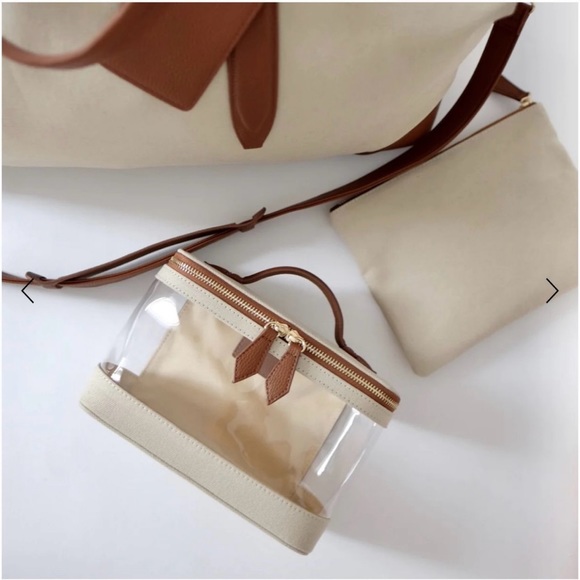 Henny + Lev The Max Makeup Trunk Bag Cream and Brown One Size - Picture 1 of 9